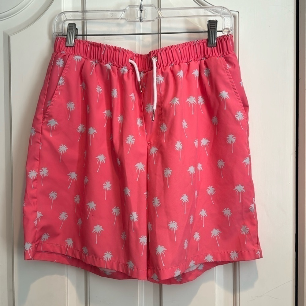 Mosmann 🔥sale🔥Sydney Australia coral swim trunks with gray palm trees